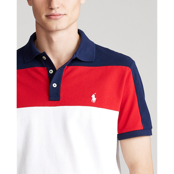 Ceramic White Multi Custom Slim Fit Mesh Polo Polo Ralph Lauren 6