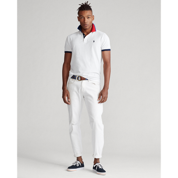 Ceramic White Custom Slim Fit Mesh Polo Polo Ralph Lauren 3