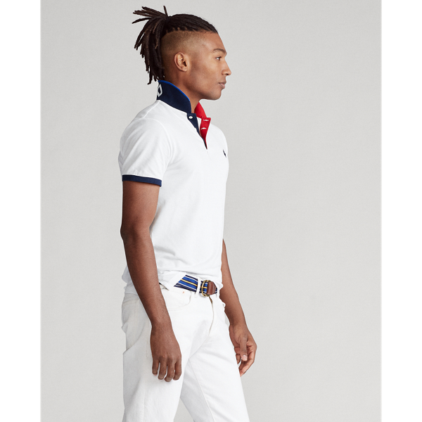 Ceramic White Custom Slim Fit Mesh Polo Polo Ralph Lauren 4