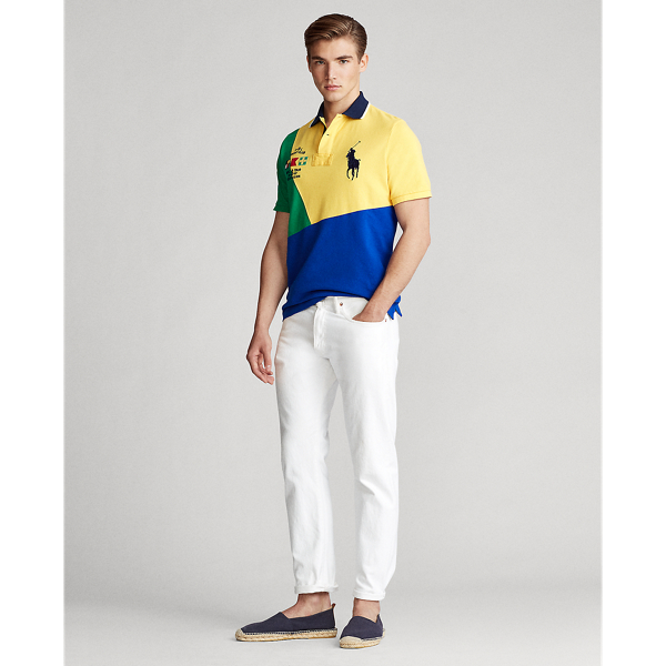Chrome Yellow Multi Custom Slim Fit Mesh Polo Polo Ralph Lauren 3