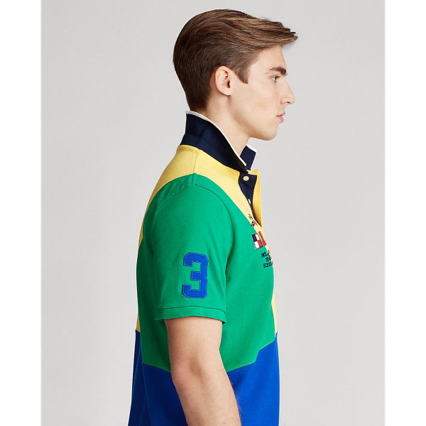 Chrome Yellow Multi Custom Slim Fit Mesh Polo Polo Ralph Lauren 4
