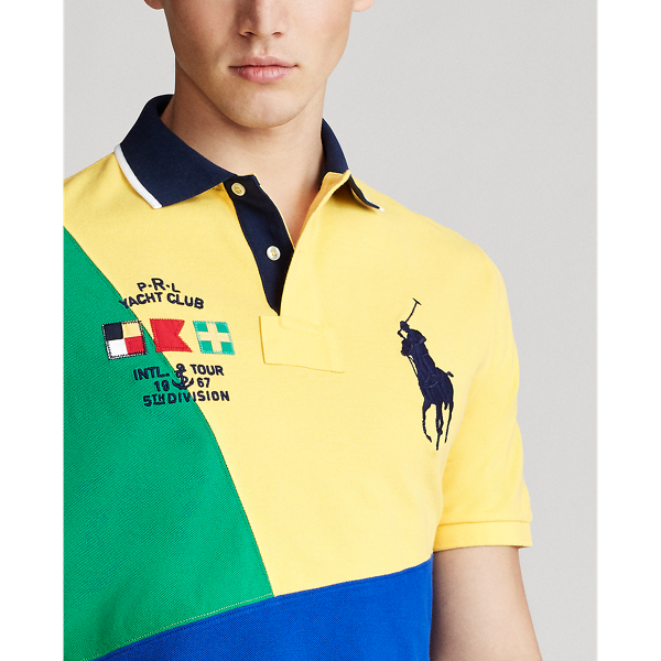Chrome Yellow Multi Custom Slim Fit Mesh Polo Polo Ralph Lauren 6