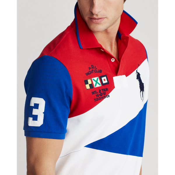 RL Red Multi Custom Slim Fit Mesh Polo Polo Ralph Lauren 5