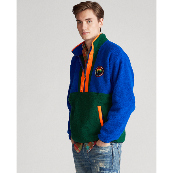 The Wilderness Fleece Half-Zip Polo Ralph Lauren in New Forest/Sapphire Star 4