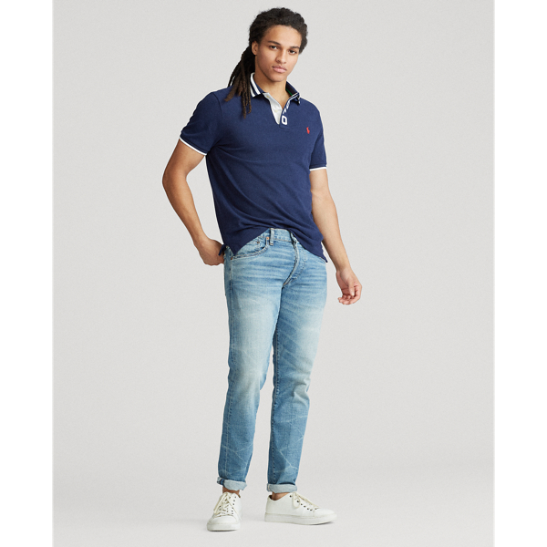 Cruise Navy Custom Slim Fit Mesh Polo Polo Ralph Lauren 3