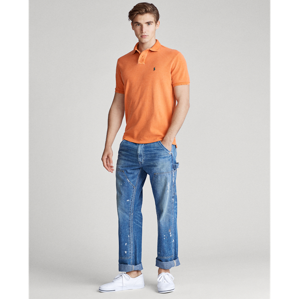 Spectrum Orange Custom Slim Fit Distressed Polo Shirt Polo Ralph Lauren 3