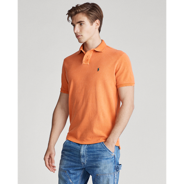 Spectrum Orange Custom Slim Fit Distressed Polo Shirt Polo Ralph Lauren 4