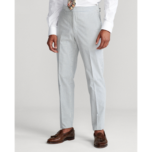 Blue/Cream Striped Seersucker Suit Trouser Polo Ralph Lauren 3