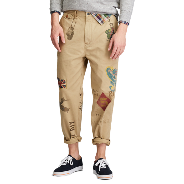 Desert Khaki W/Military Baggy Fit Graphic Chino Polo Ralph Lauren 3