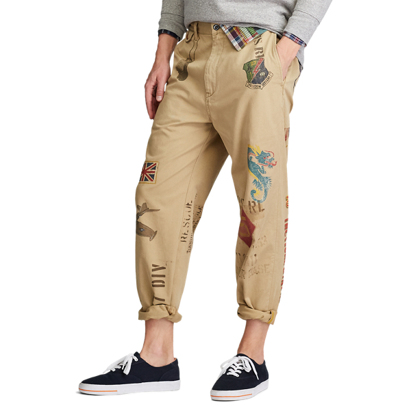 Desert Khaki W/Military Baggy Fit Graphic Chino Polo Ralph Lauren 5