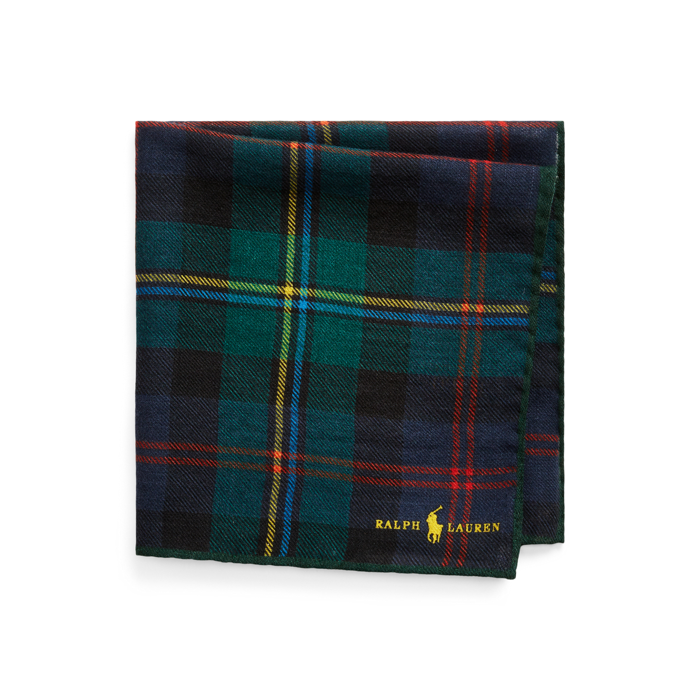 Нагрудный платок Ralph Lauren Plaid Wool Pocket Square, цвет: Тёмно-синий / Зелёный разноцветный — фото 2