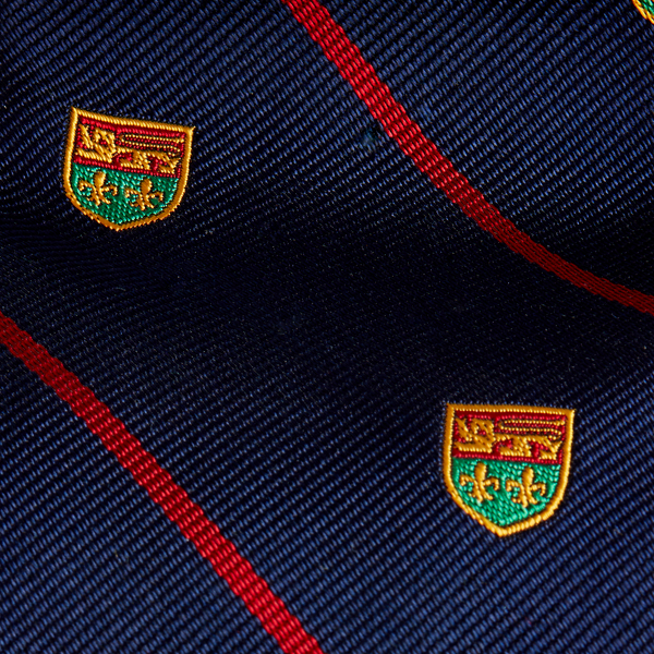Cravate club en soie ray&eacute;e vintage Polo Ralph Lauren en Bleu marine/Rouge 3