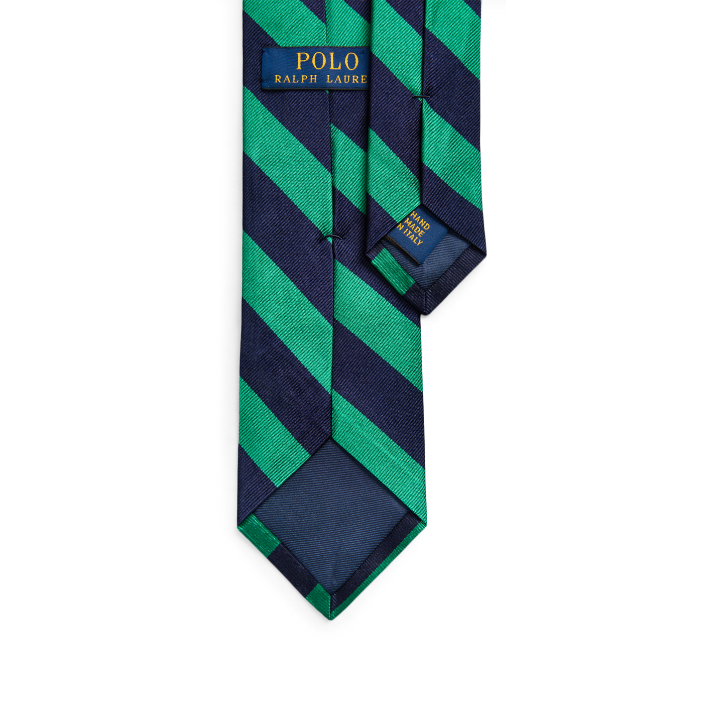 Мужской галстук Ralph Lauren Striped Silk Repp Narrow Tie, цвет: Тёмно-синий / Зелёный — фото 1