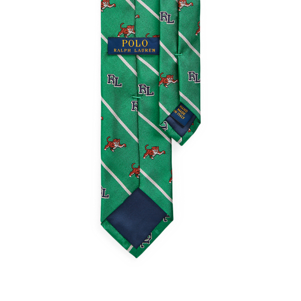 Green RL Tiger Silk Narrow Tie Polo Ralph Lauren 2