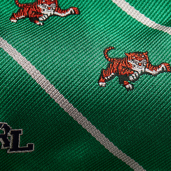 Green RL Tiger Silk Narrow Tie Polo Ralph Lauren 3