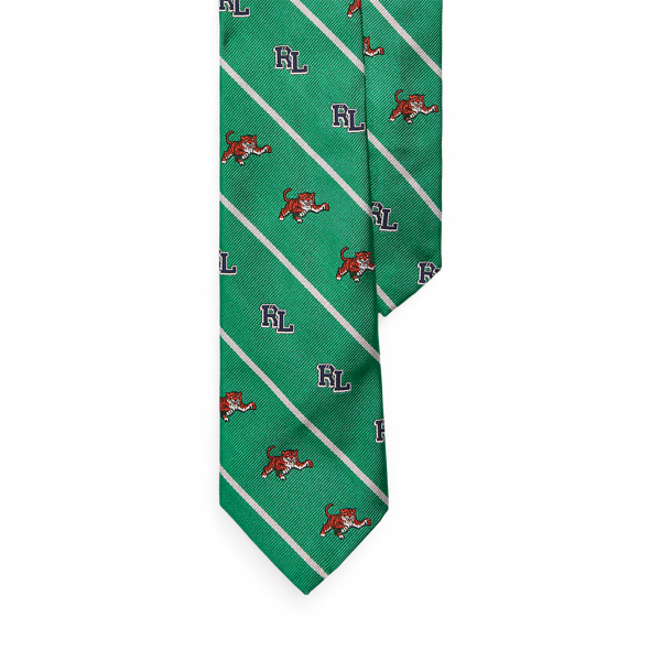 Corbata estrecha de seda con tigre RL