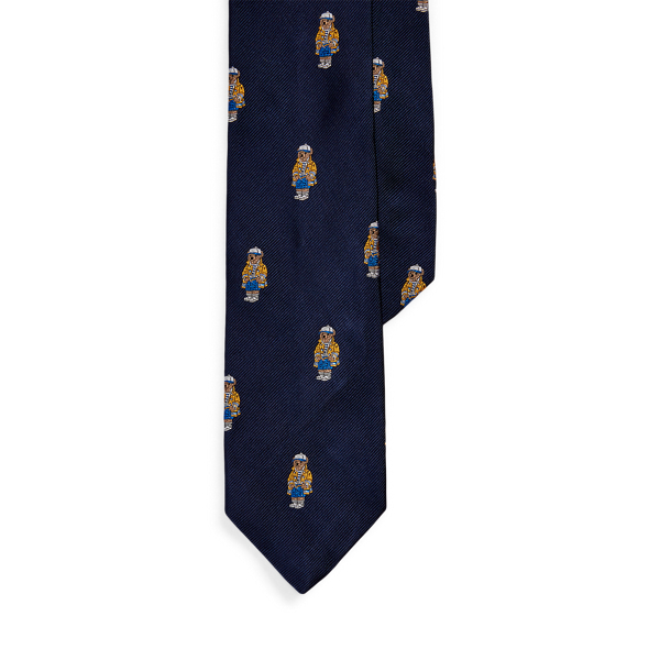 Schmale Polo Bear Seidenkrawatte