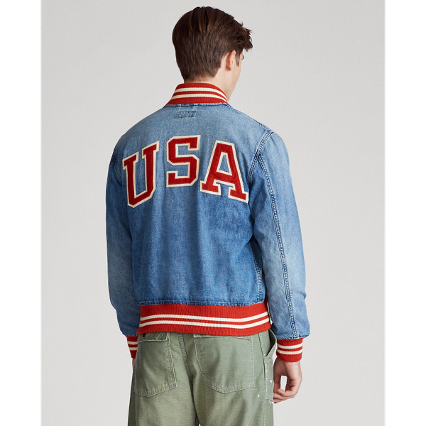 Grantwood Denim Letterman Jacket Polo Ralph Lauren 6