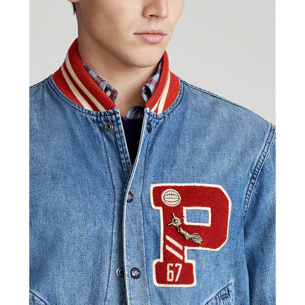Grantwood Denim Letterman Jacket Polo Ralph Lauren 7