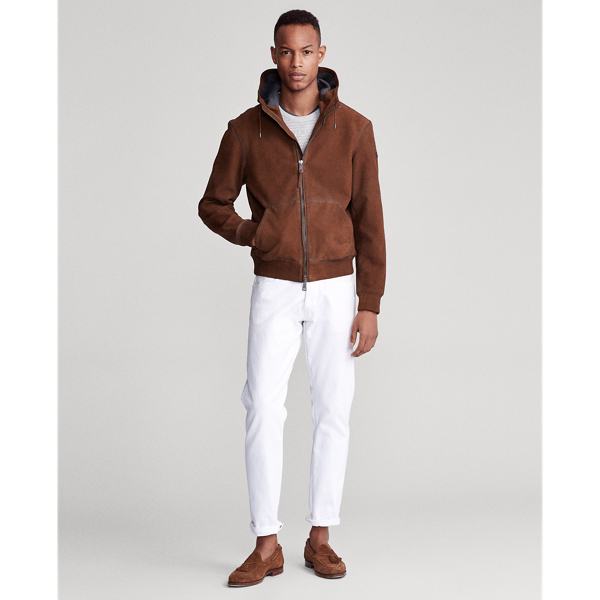 Country Brown Nubuck Leather Hoodie Polo Ralph Lauren 4