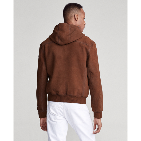 Country Brown Nubuck Leather Hoodie Polo Ralph Lauren 5
