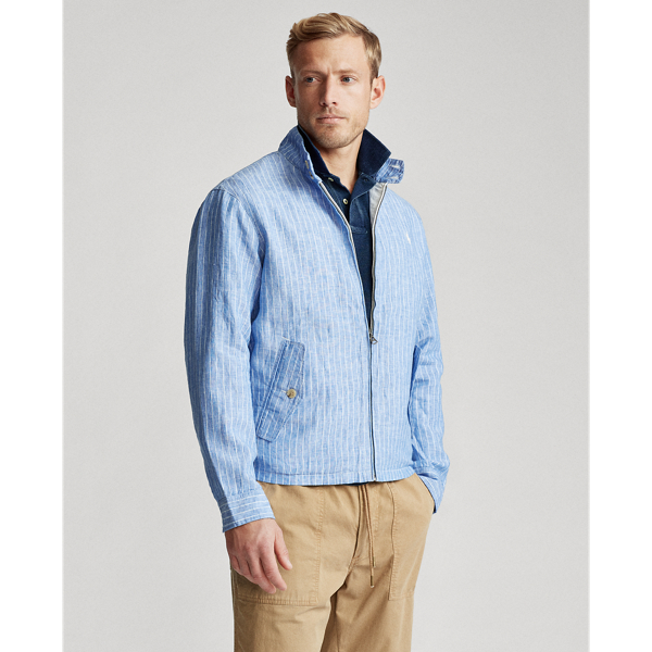 Capri Blue/White Stripe Striped Linen Jacket Polo Ralph Lauren 5
