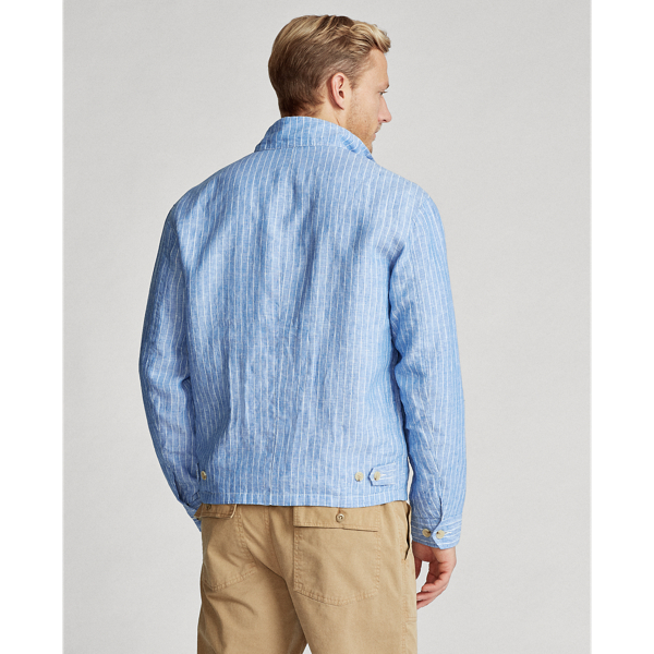 Capri Blue/White Stripe Striped Linen Jacket Polo Ralph Lauren 6