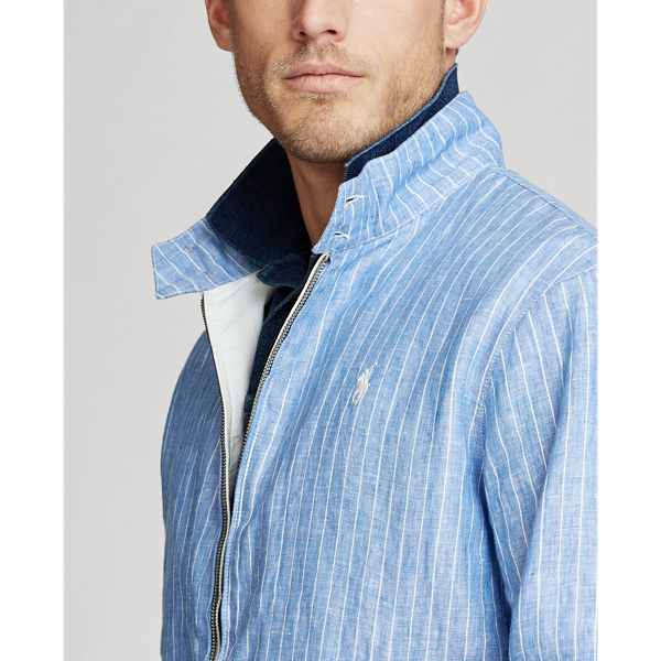 Capri Blue/White Stripe Striped Linen Jacket Polo Ralph Lauren 7