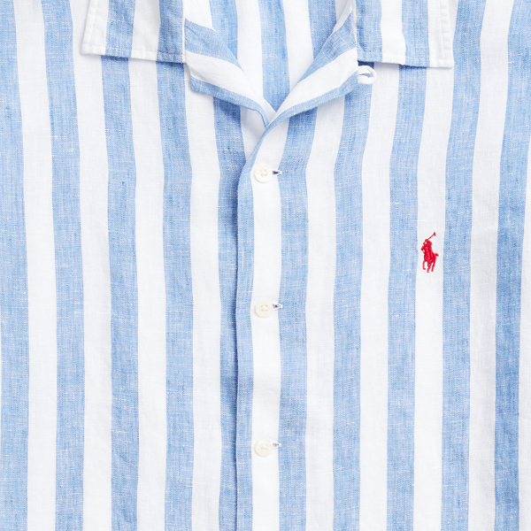 Blue/White Classic Fit Linen Shirt Polo Ralph Lauren 6