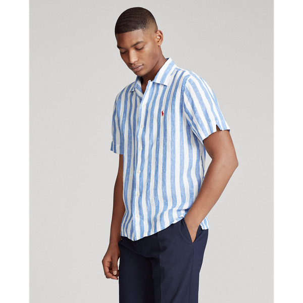 Blue/White Classic Fit Linen Shirt Polo Ralph Lauren 4