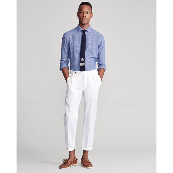 Navy/White Multi Classic Fit Plaid Linen Shirt Polo Ralph Lauren 3