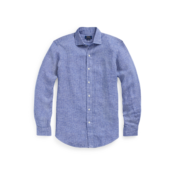 Navy/White Multi Classic Fit Plaid Linen Shirt Polo Ralph Lauren 2