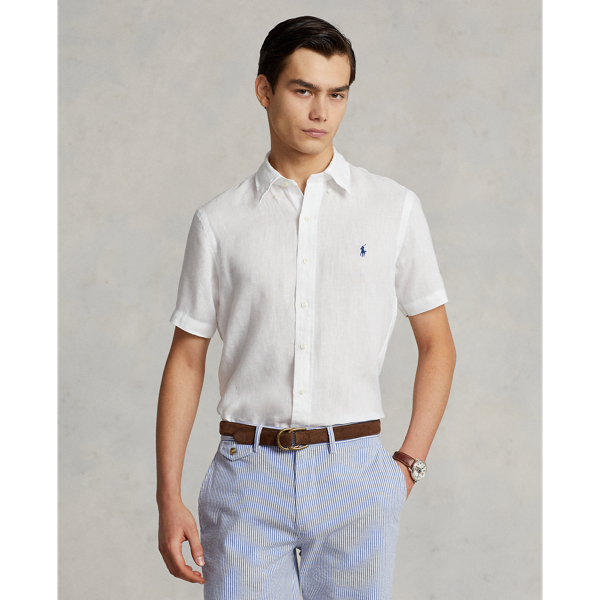 White Classic Fit Linen Shirt Polo Ralph Lauren 1