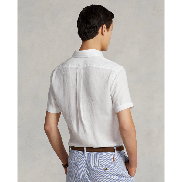 White Classic Fit Linen Shirt Polo Ralph Lauren for summer 4