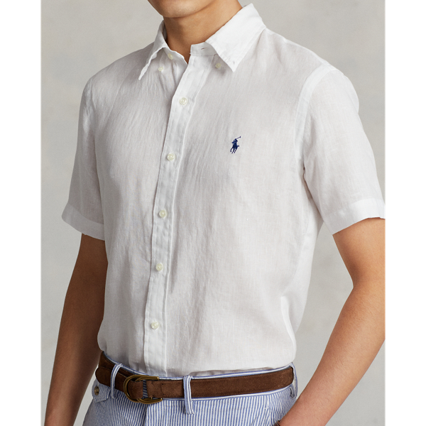 White Classic Fit Linen Shirt Polo Ralph Lauren for summer 5