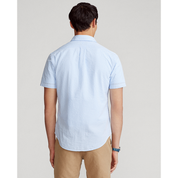 4578b Light Blue/White Custom Fit Seersucker Shirt Polo Ralph Lauren 5