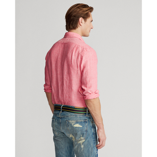 Salmon Slim Fit Linen Chambray Shirt Polo Ralph Lauren 4