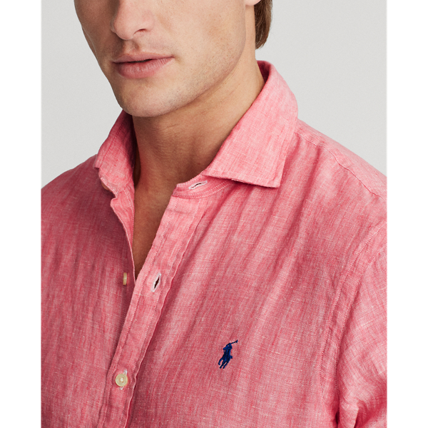 Salmon Slim Fit Linen Chambray Shirt Polo Ralph Lauren 5