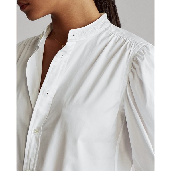 White Ruffle-Cuff Cotton Shirt Polo Ralph Lauren 6