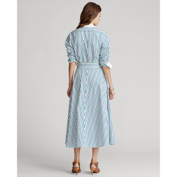 Green/Blue Multi Cotton A-Line Shirtdress Polo Ralph Lauren 4