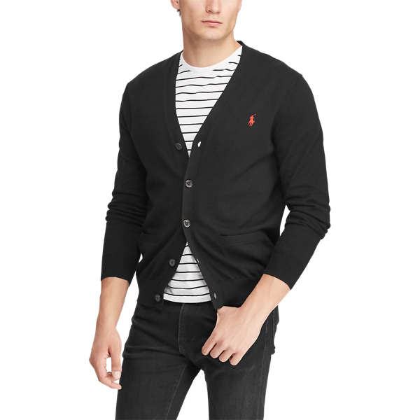 Black Cotton V-Neck Cardigan Polo Ralph Lauren 5