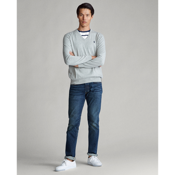 Andover Heather Cotton V-Neck Jumper Big & Tall 3