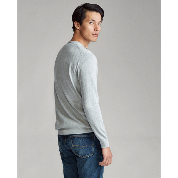 Andover Heather Cotton V-Neck Jumper Big & Tall 4