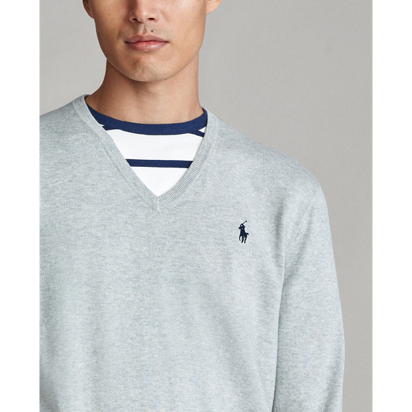 Andover Heather Cotton V-Neck Jumper Big & Tall 5