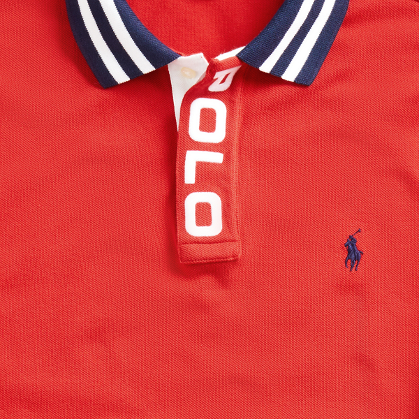 RL Red Striped-Collar Mesh Polo Shirt Big & Tall 8