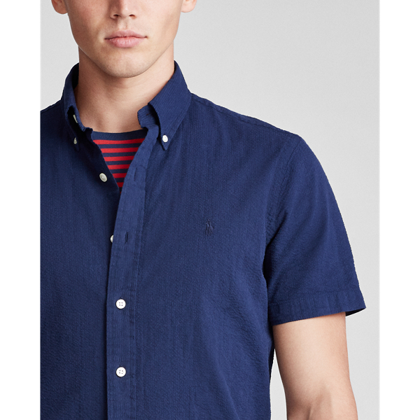 Astoria Navy Classic Fit Seersucker Shirt Big & Tall 5