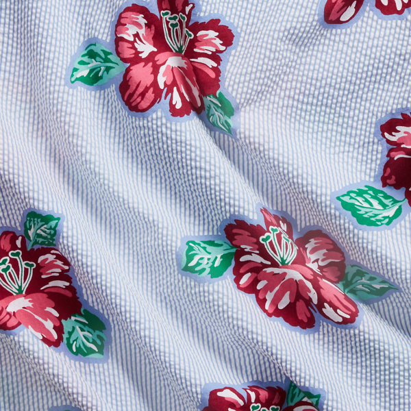 Hibiscus Floral Stripe Classic Fit Seersucker Shirt Big & Tall 6