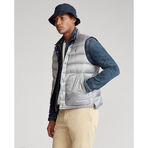 Navy/Silver Reversible Down Gilet Big & Tall 4