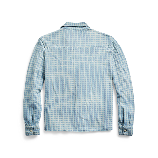 Blue Plaid-Print Jersey Camp Shirt RRL 2