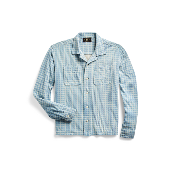 Camisa de manga corta de punto jersey a cuadros RRL en 1